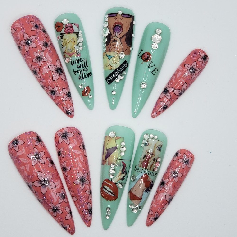 Gel Press on Nails XXL long Stiletto